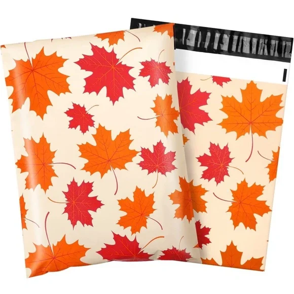 25 10X13 Poly Mailers Maple Fall Leaves Shipping Envelopes Bags PRICE IS FIRM - Picture 9 of 10